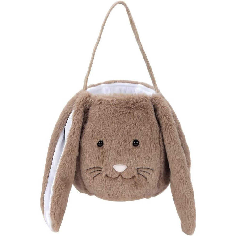 PKONEWNO plush Easter bunny basket front view for kids egg hunting activities