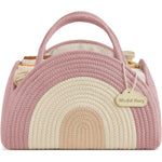 Blissful Diary baby diaper caddy organizer front view in blush rainbow design.