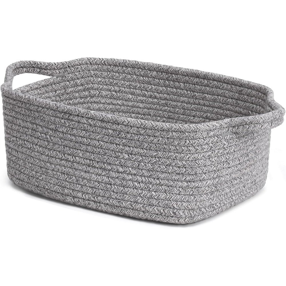 CHICVITA woven cotton rope storage basket front view grey decorative organizer