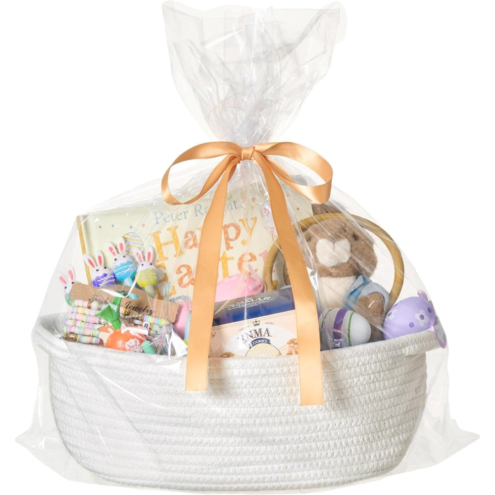 Kodomoore small woven gift basket front view showing the premium white cotton rope texture.