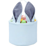 Leziazany seersucker Easter basket front view for kids egg hunt