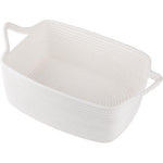 OIAHOMY woven cotton rope basket front view showing white rectangular storage container.