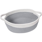 Goodpick small woven cotton rope storage basket front view displaying gray and white design