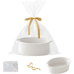 AOFANGSHIYE small woven rope basket front view filled with baby gifts