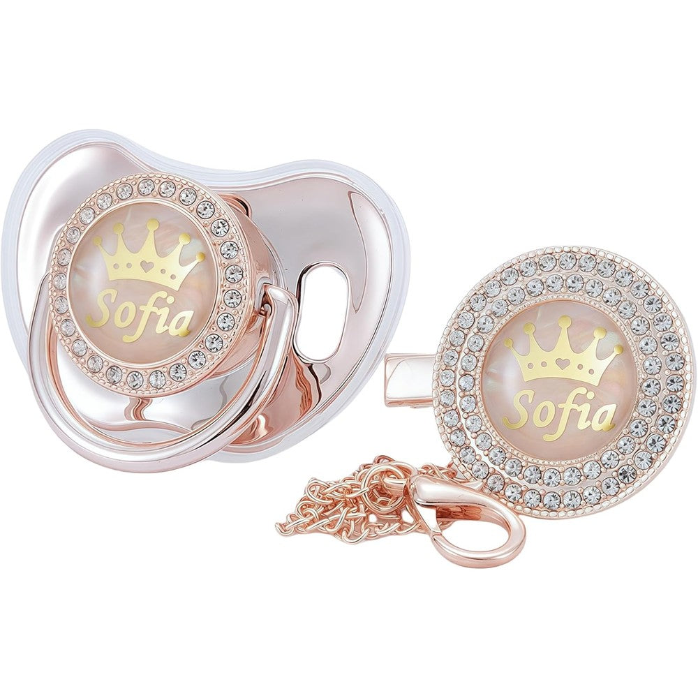 Miyocar personalized gold bling pacifier with custom name
