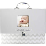 Pearhead baby briefcase and document organizer front view gray chevron