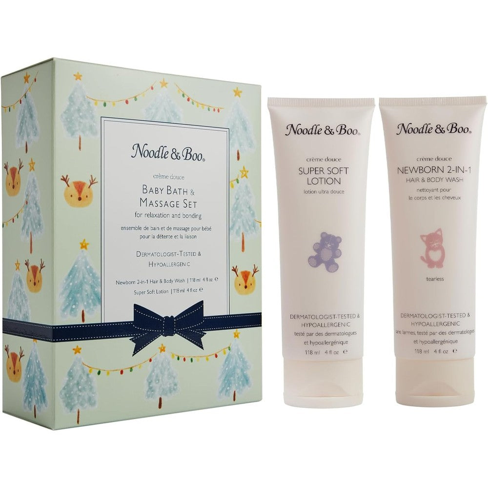Noodle & Boo Baby Bath and Massage Gift Set front packaging view