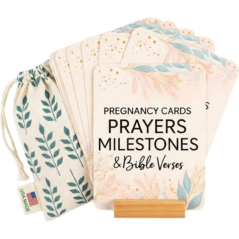 Lumont pregnancy prayer cards set with wood stand and gift bag