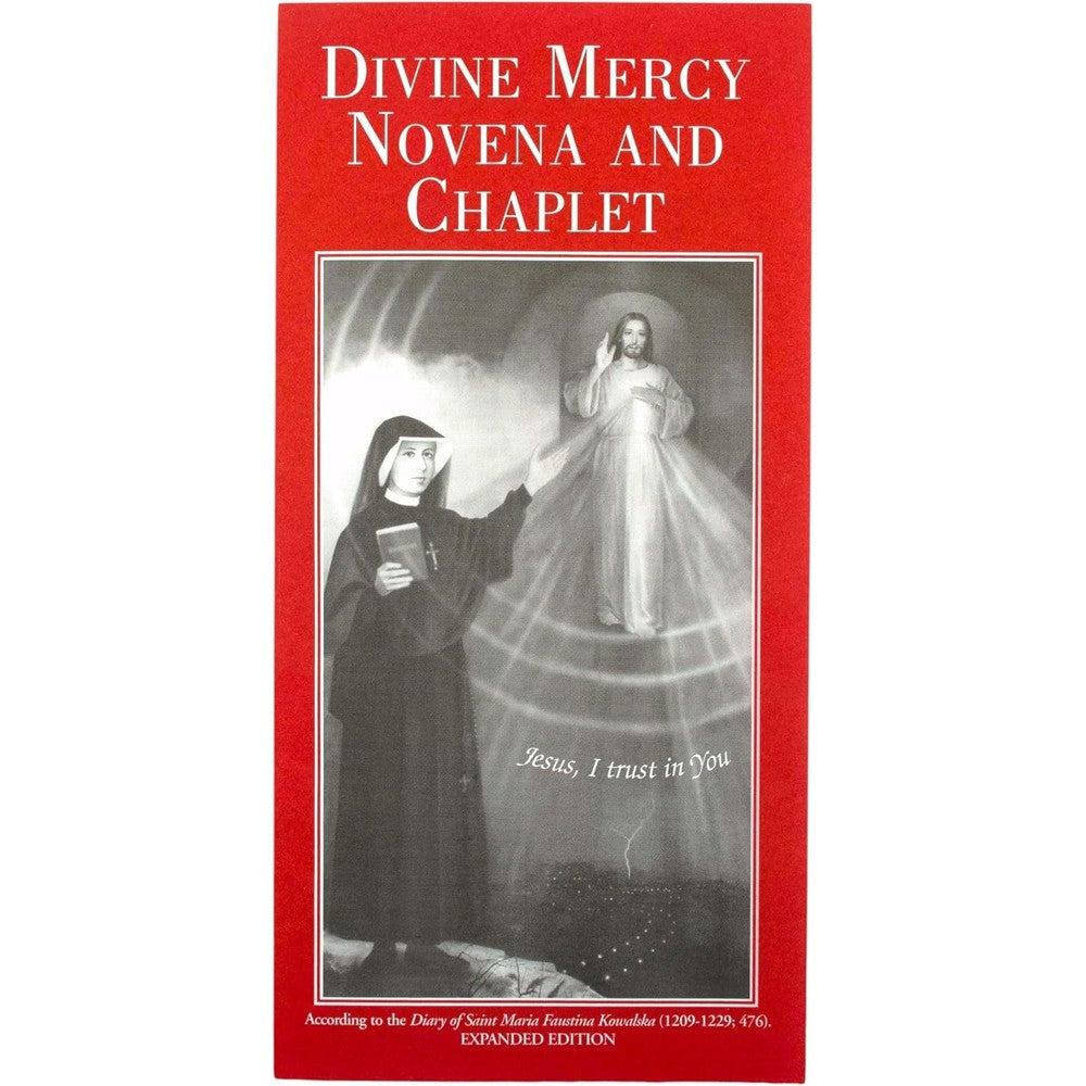 Village Gift Importers Divine Mercy Novena and Chaplet booklet front view showing Catholic prayer text.