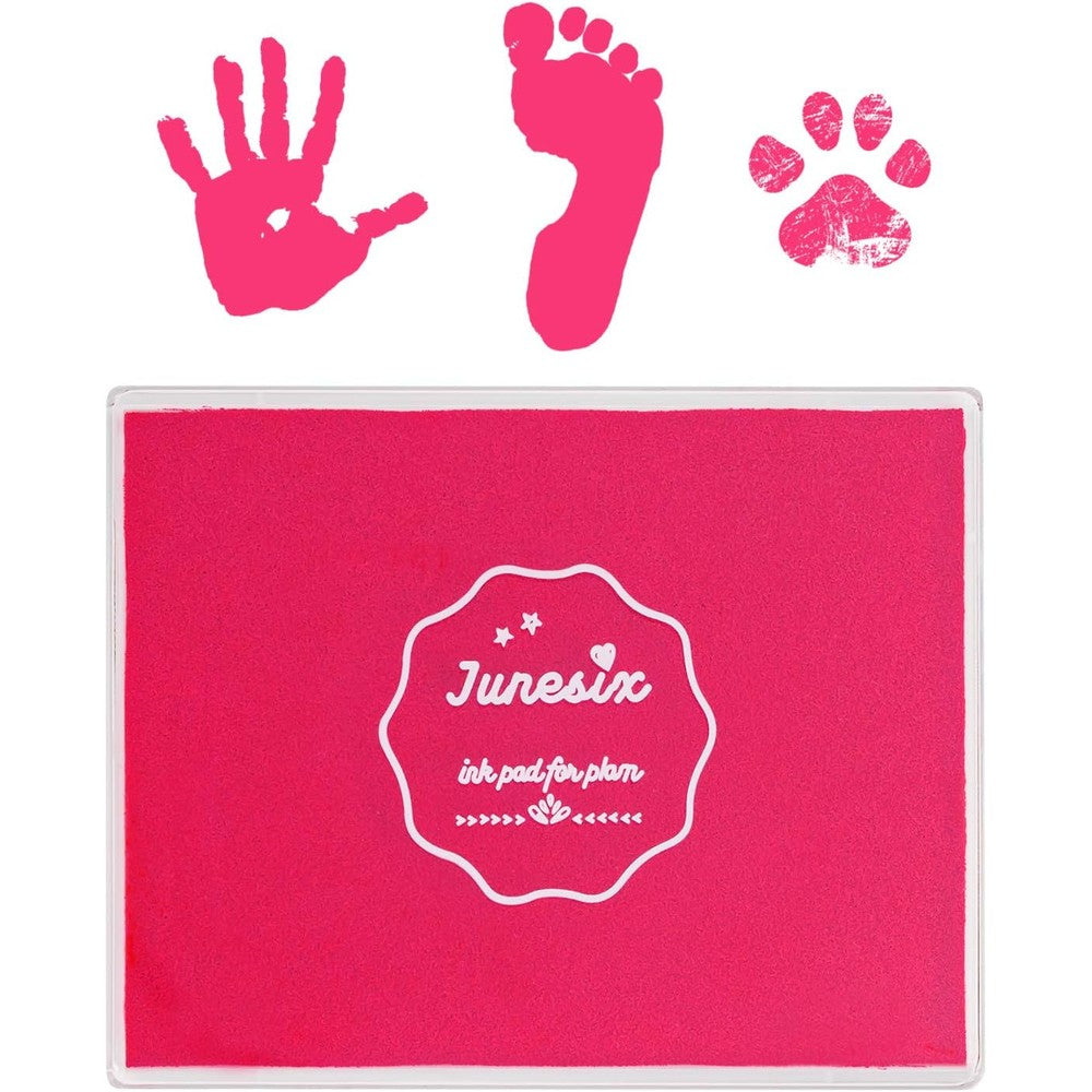 Prasacco washable non toxic ink stamp pad pink front view for baby keepsakes