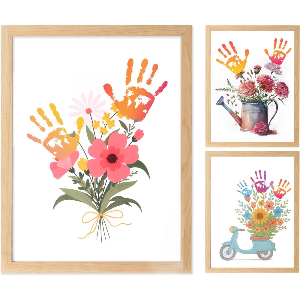 CHERRY CHEERS Flower Bouquet Handprint Art Kit front view of the complete premium packaging box