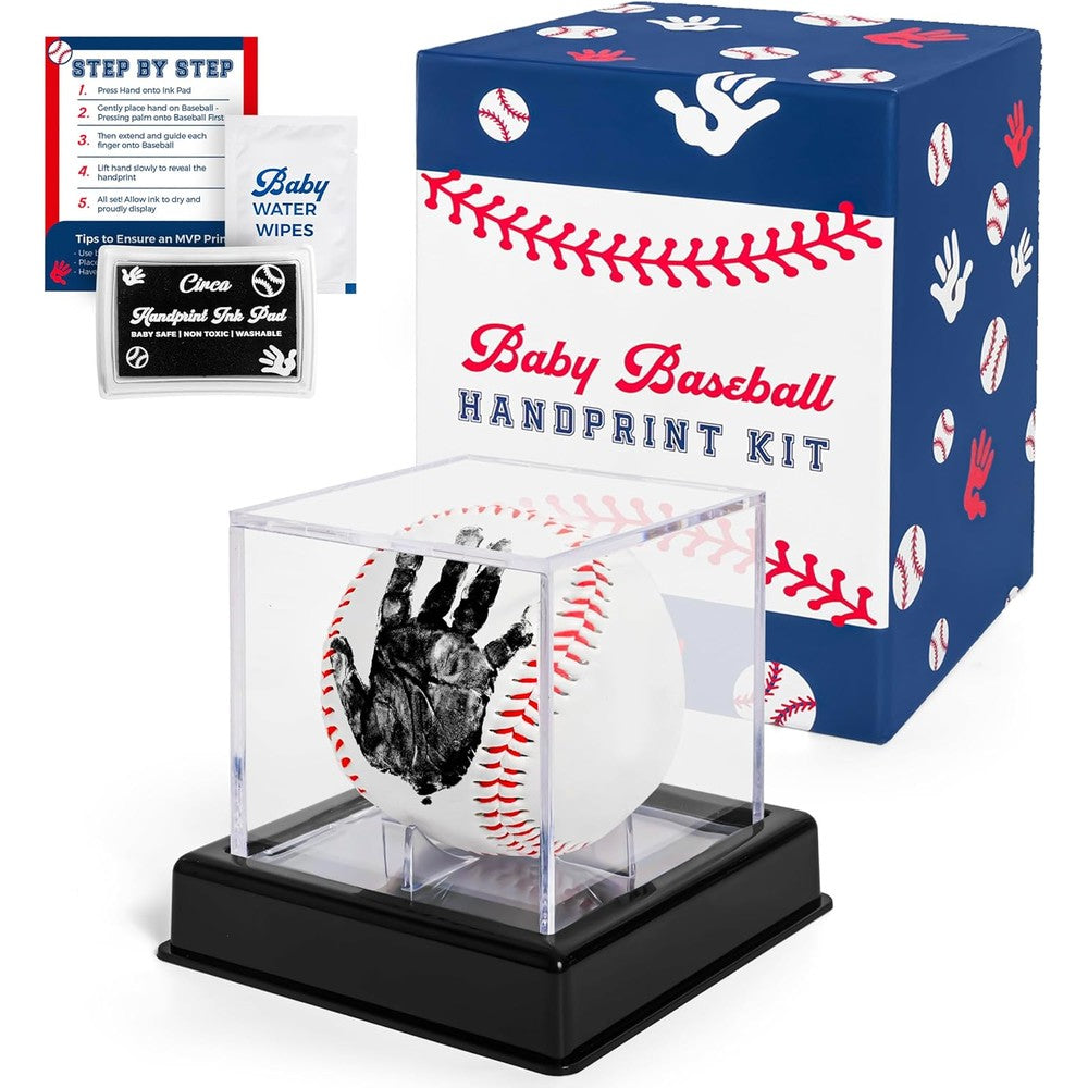 Circa Print baby baseball handprint ornament kit front view with packaging.