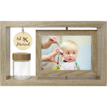 Liannan custom my first haircut keepsake frame front view showcasing rotatable wood design.