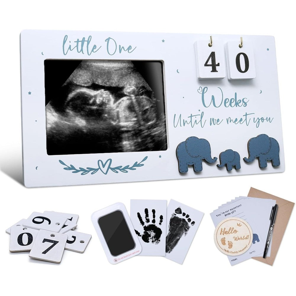 VKDDM sonogram picture frame with countdown weeks front view showing ultrasound photo slot