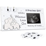 Qilxziy baby sonogram picture frame front view showing ultrasound photo insert and countdown tiles