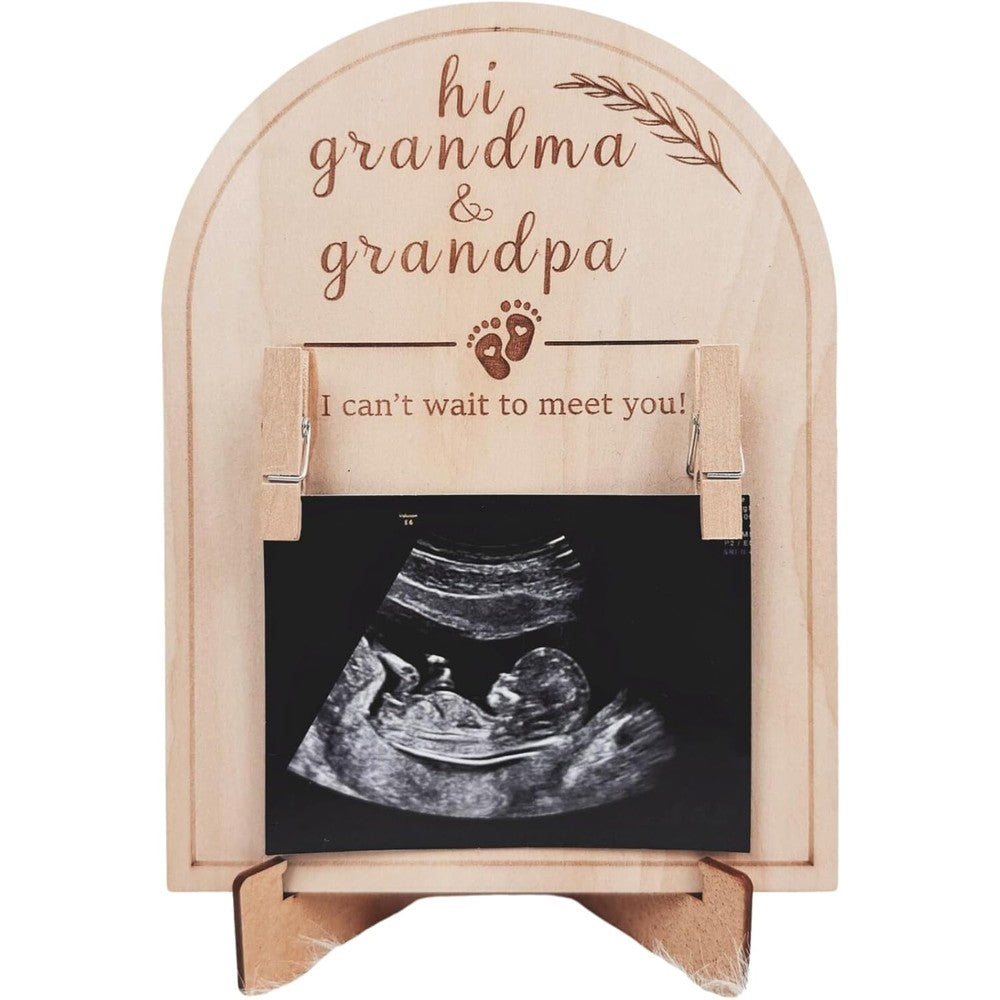 BGFMVS baby ultrasound photo frame for grandparents front view wooden pregnancy reveal gift