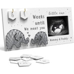 EURSET baby sonogram picture frame front view showing white wood finish and ultrasound photo slot.