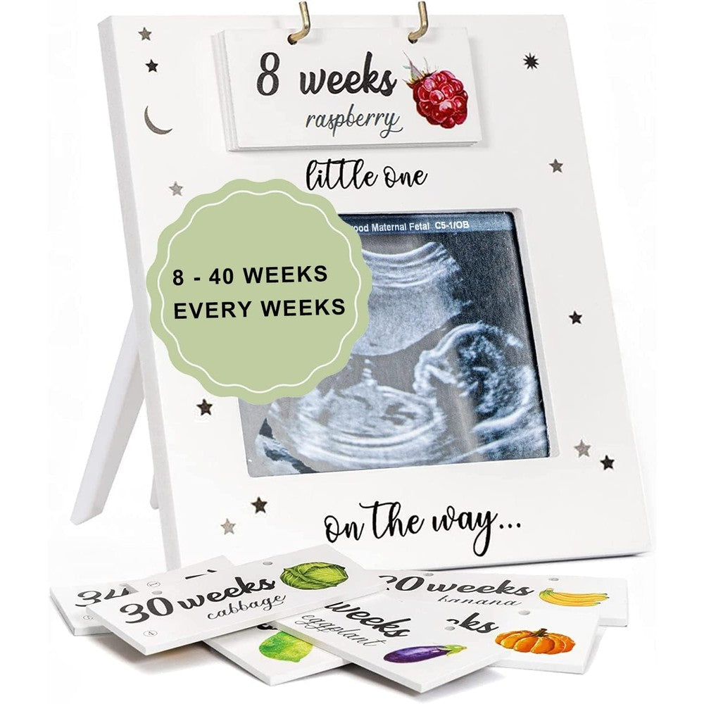 Jwitao fruit sonogram picture frame front view showing wooden border and ultrasound placeholder