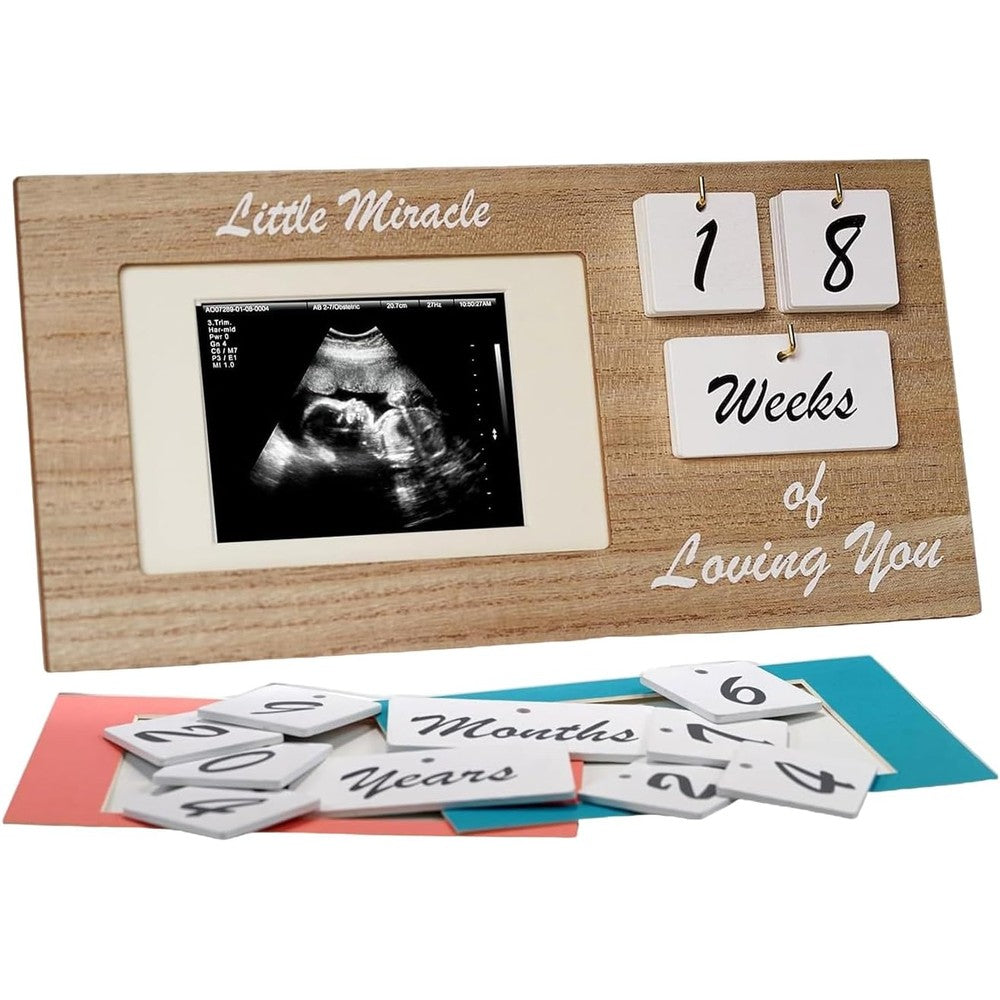 YelloIris brown ultrasound sonogram picture frame front view showing little miracle text