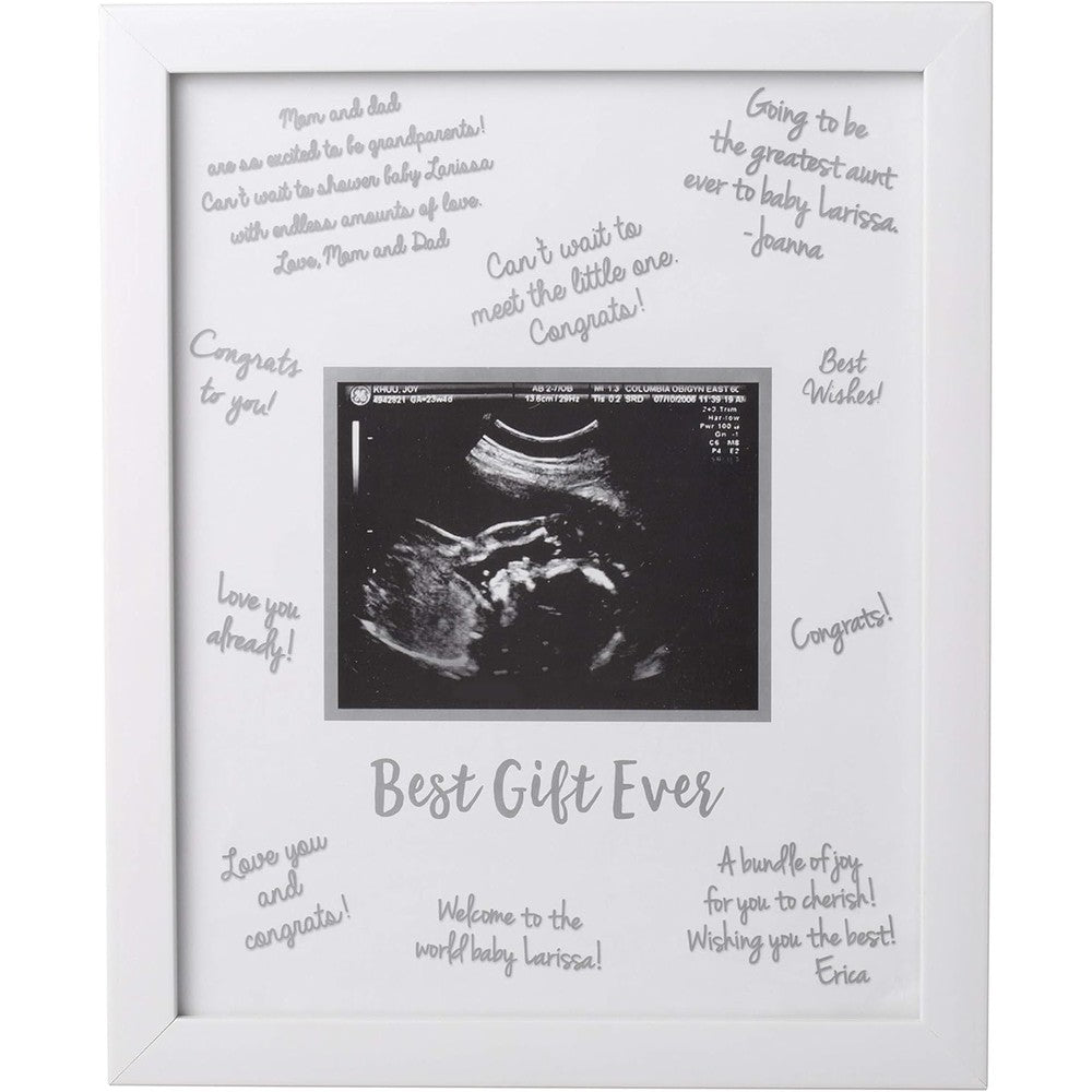 Tiny Ideas sonogram signature frame guest book front view displaying ultrasound photo layout