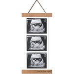 Zyeco magnetic ultrasound photo frame front view showing teak wood design.