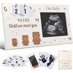 DACO MIN pregnancy countdown sonogram picture frame front view showing ultrasound photo slot and weekly countdown numbers.
