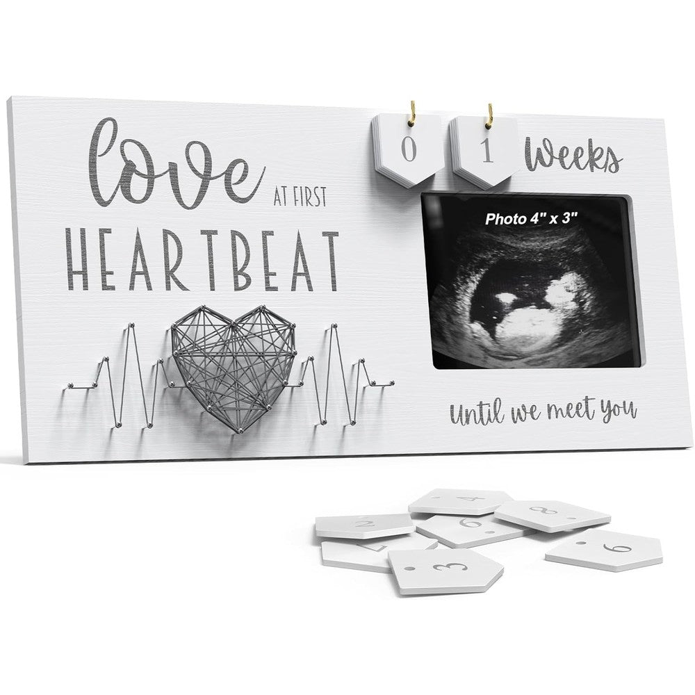 Eurset baby sonogram picture frame front view showing ultrasound photo slot and countdown numbers