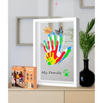 VidwanHome Family Handprint And Hand Casting Kit front view showing the white wooden frame with layered clear acrylic sheets.