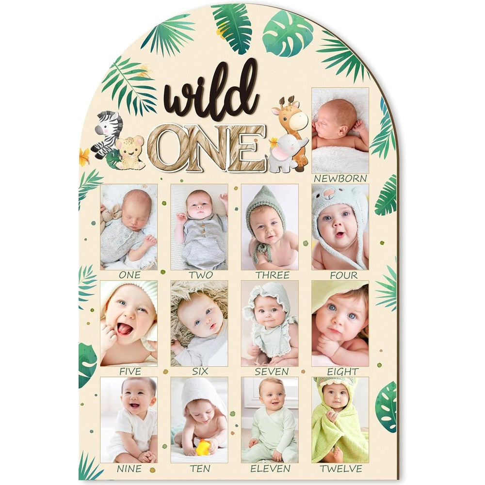 R HORSE My First Year Photo Frame Board front view showcasing 12 months milestone slots