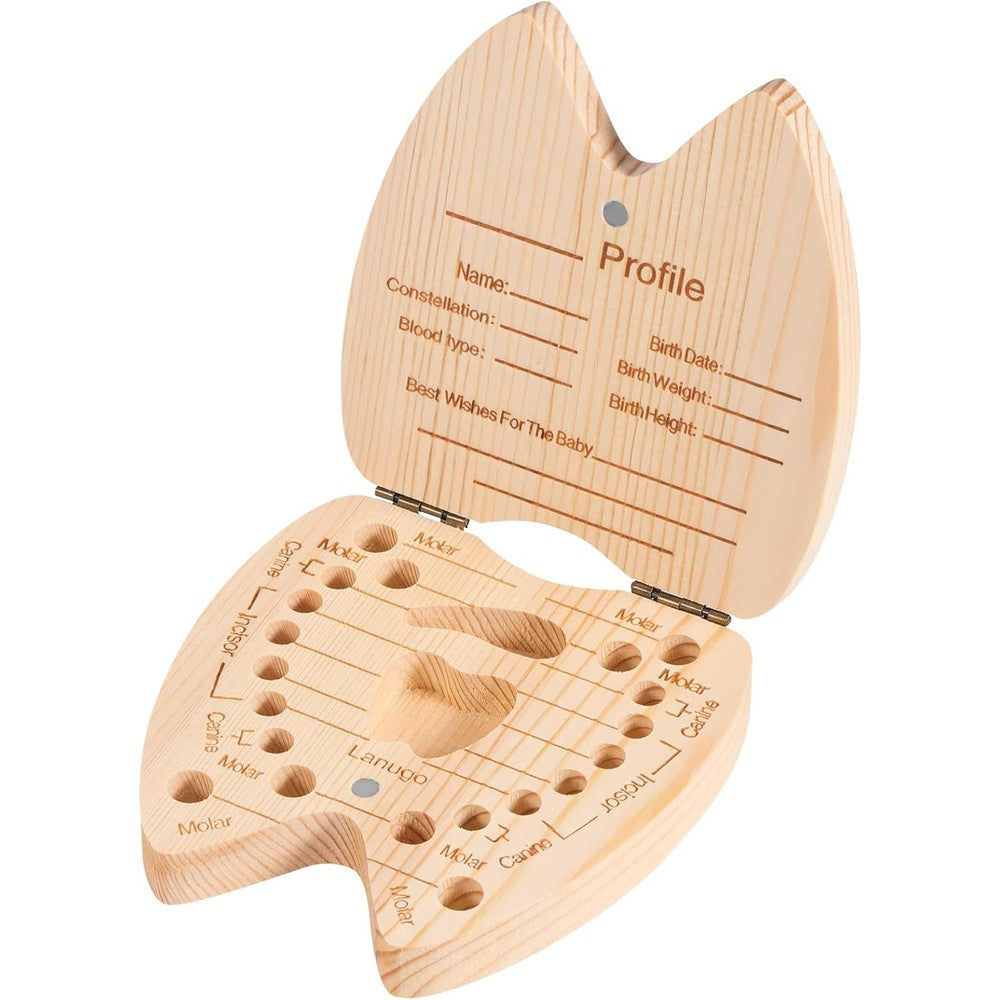 Annhua wooden baby tooth keepsake box front view