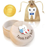 Vynflick wooden tooth fairy keepsake box with coins
