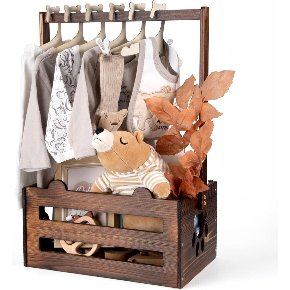 GiftAmaz brown wooden baby shower crate closet front view