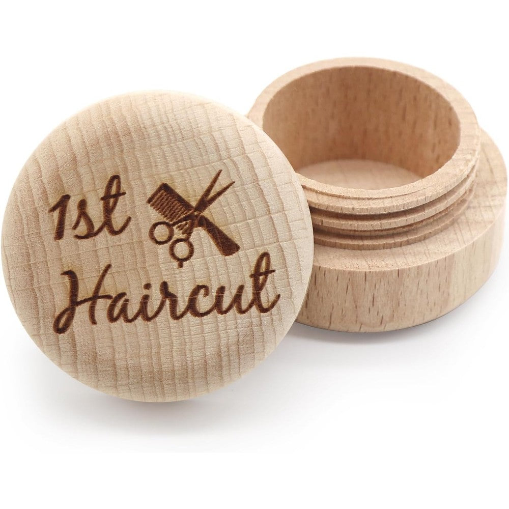 Liannan wooden first haircut curl keepsake box front view