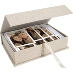Hiwhy beige 8x10 linen photo storage box front view