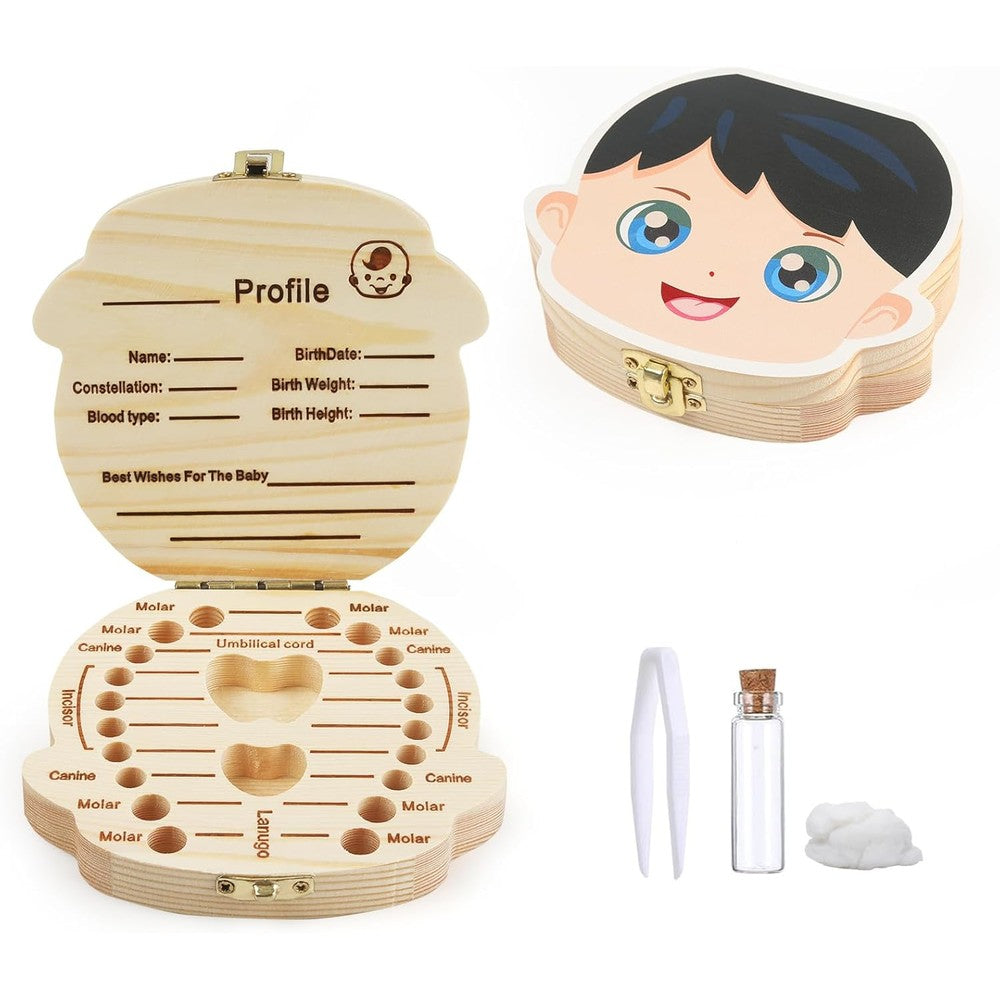 Esmorah wooden baby tooth keepsake box front view