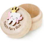 WY LIGHTING LEVEL wooden tooth fairy box front view with 3D tooth carving
