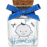 Hamuiers First Haircut Keepsake Holder glass jar front view