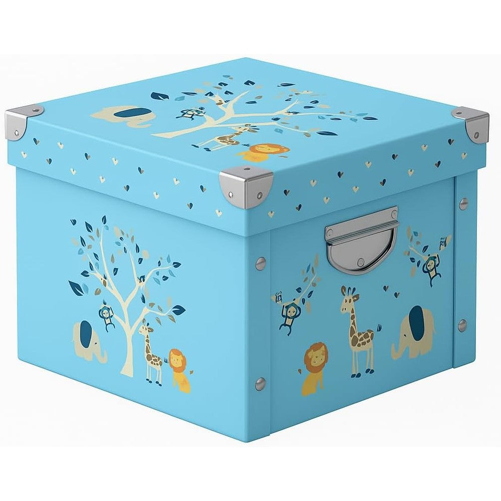 GroWings baby keepsake box front view with animal pattern