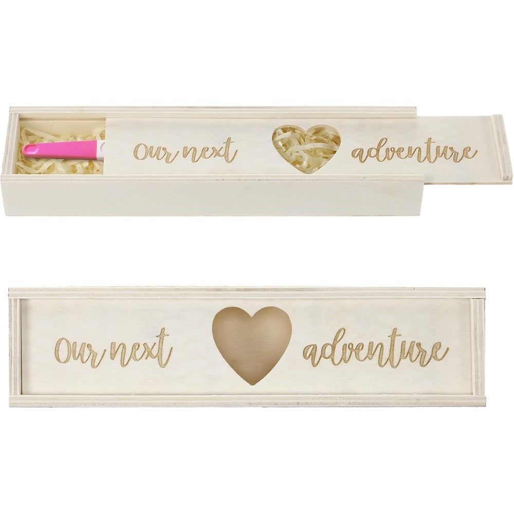 Barydat pregnancy test keepsake box front view white wood