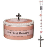 Cascade Goods girls first rosary and ceramic keepsake box set