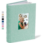 Vienrose photo album in green linen front view premium keepsake book