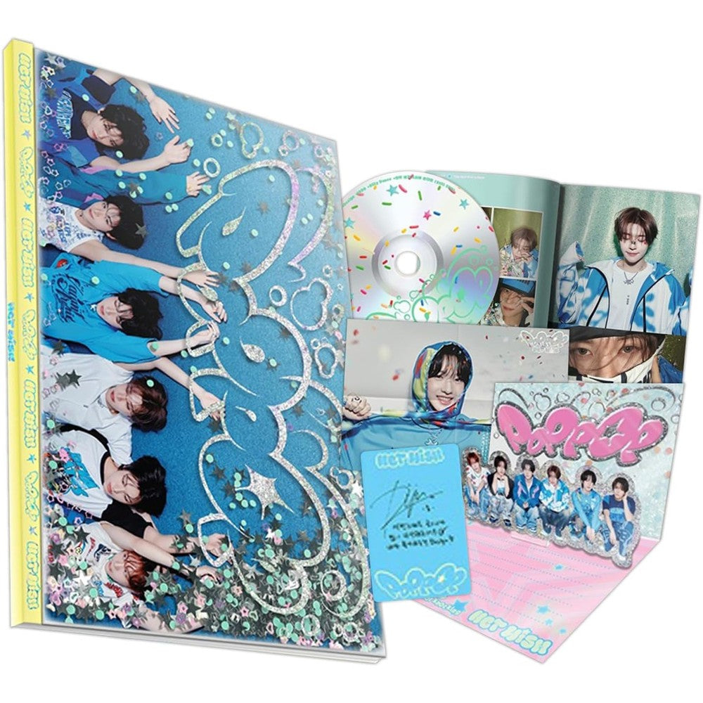 NCT WISH Poppop 2nd Mini Album Photobook Version front view showcasing blue textured cover art.