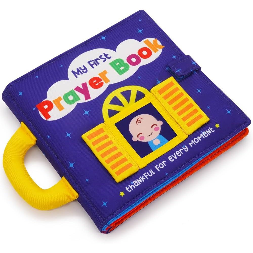 Urban Kiddy My First Prayer Book front view of blue fabric photo album.