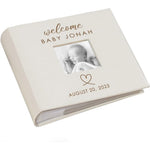 GiftsForYouNow Personalized Photo Album front view featuring cream leatherette cover and laser engraved heart design.