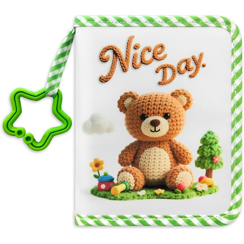 Gosknor baby photo album front view showing cute brown bear pattern design.