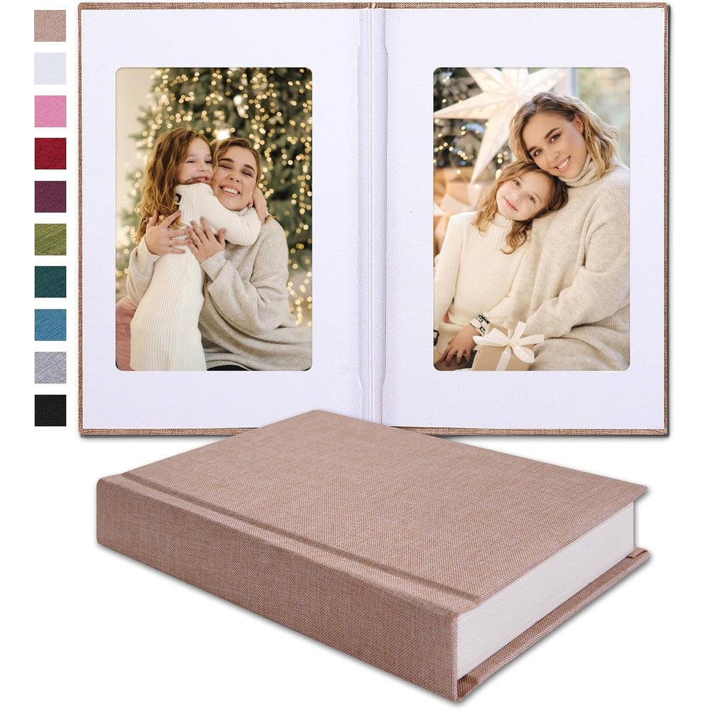 Pssoss small 4x6 photo album front view beige linen hardcover memory book