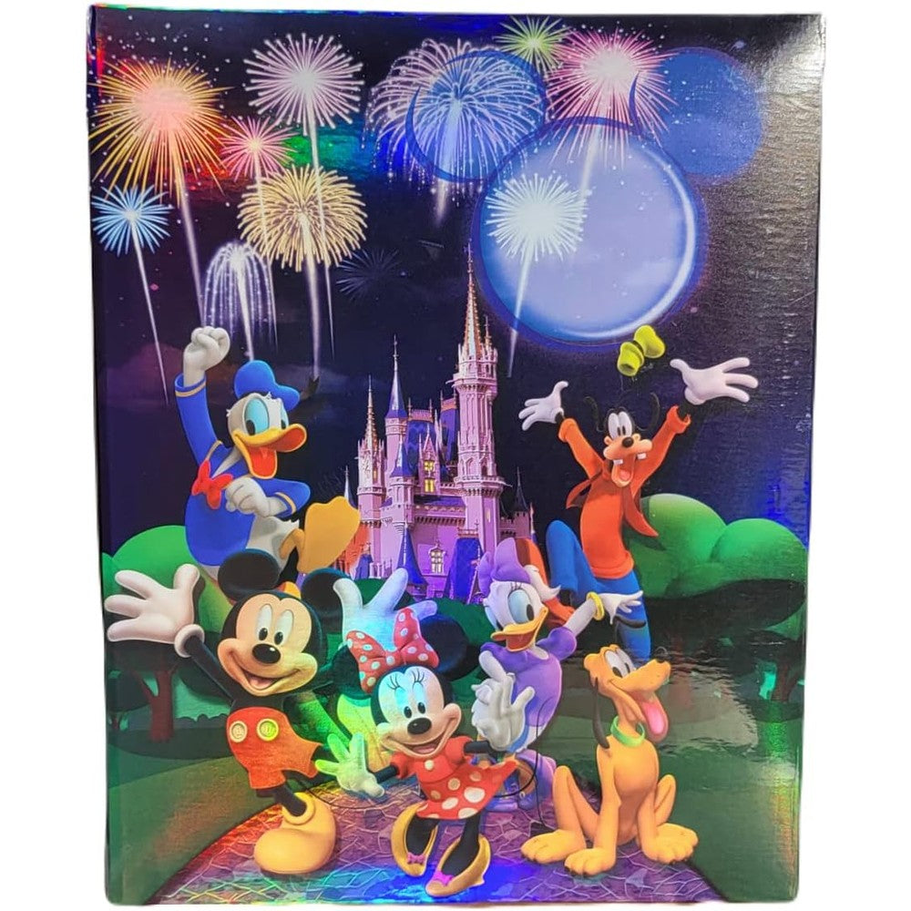 7STAR Mickey Mouse Castle Sweet Memories photo album front view featuring holographic artwork of Mickey and friends with fireworks.