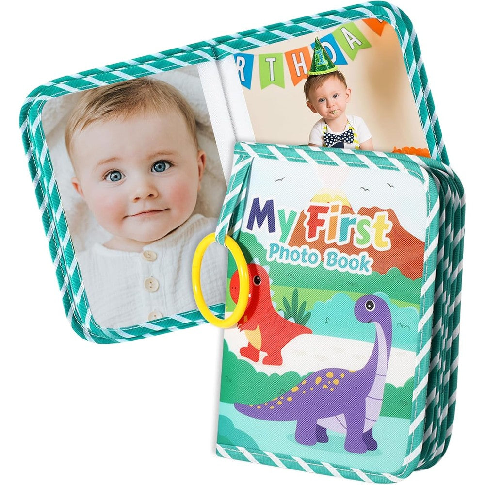 Heqxwl my first baby photo album front view showing the whale design soft fabric cover