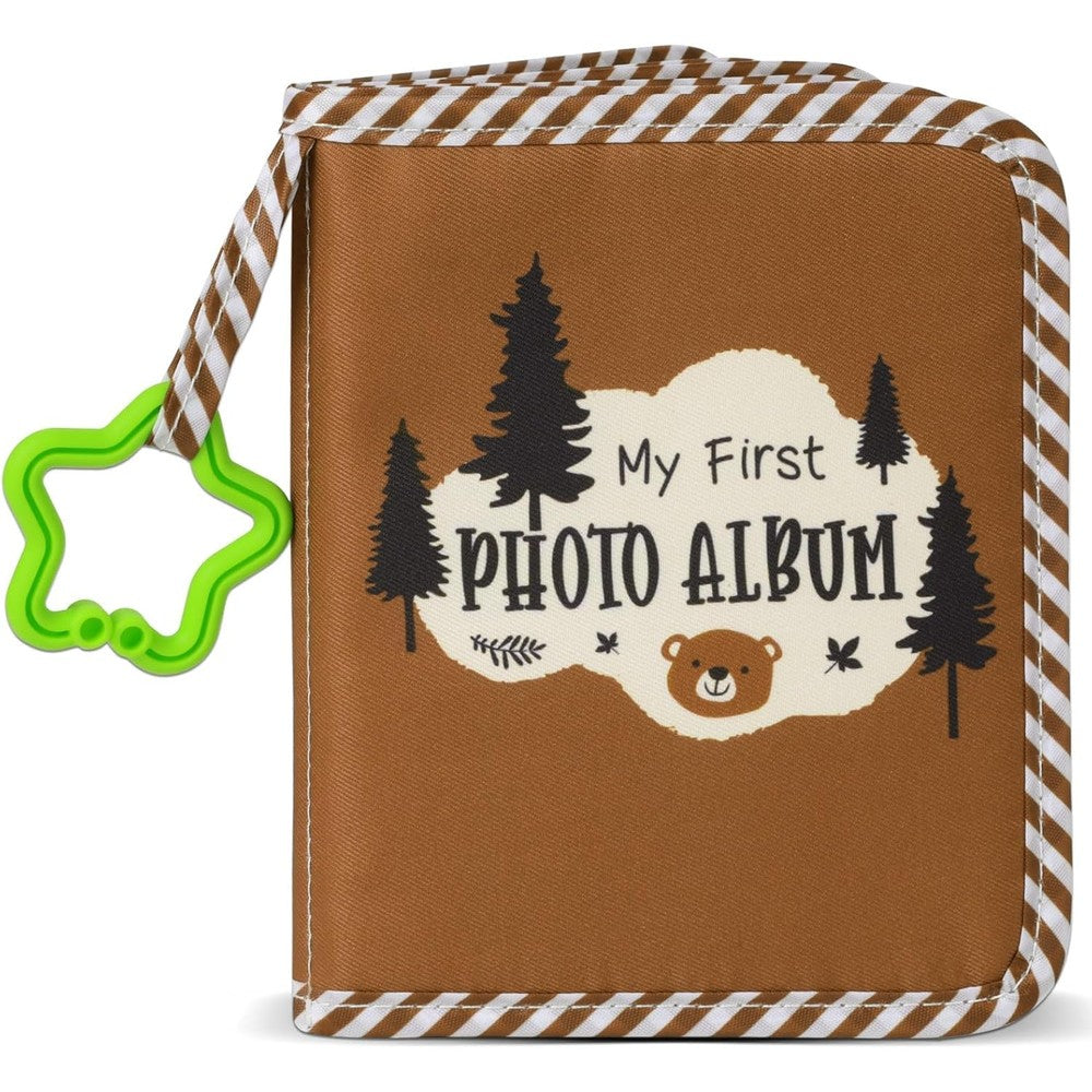Zoiiwa baby soft cloth family photo album front view featuring forest brown bear theme design