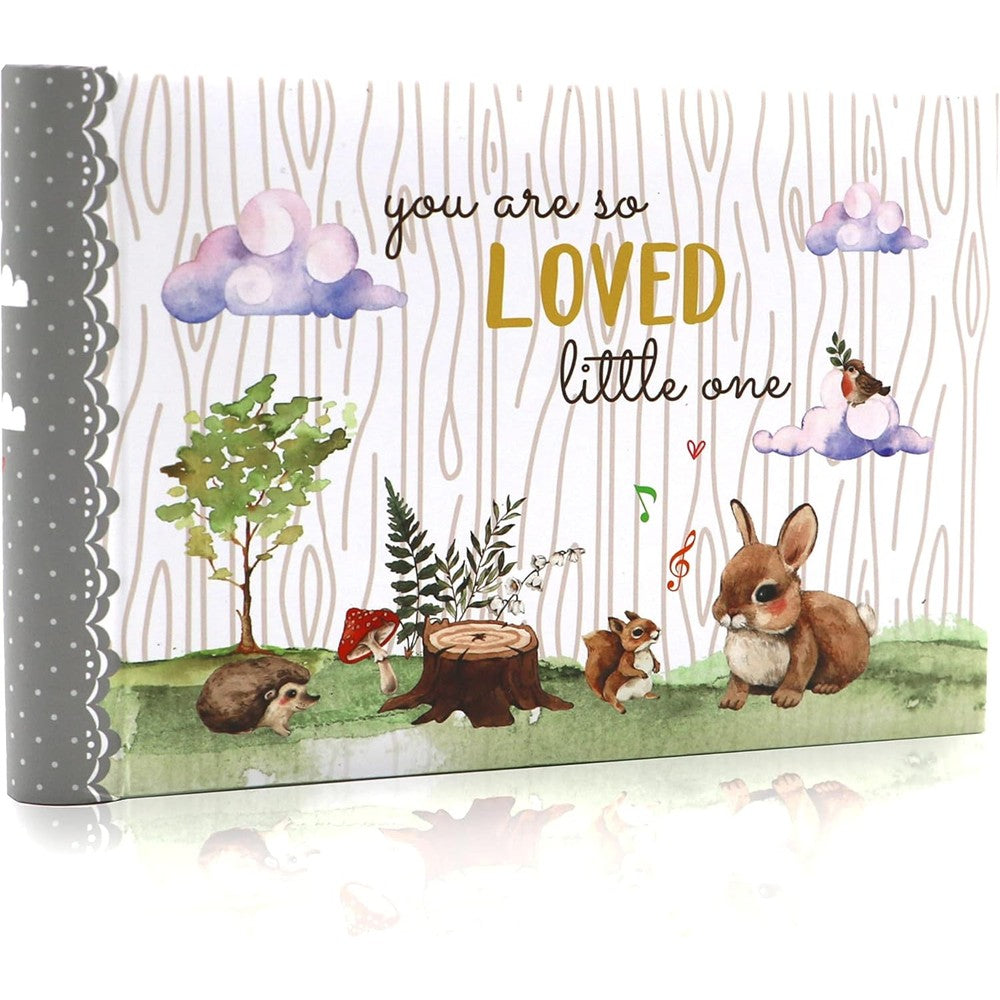 Holoary Grandma's Brag Book baby photo album front view featuring cute woodland animals design.